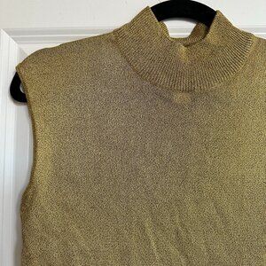 Vintage Jones New York Petite L Shimmery Woven Gold Tank - Women’s M/L